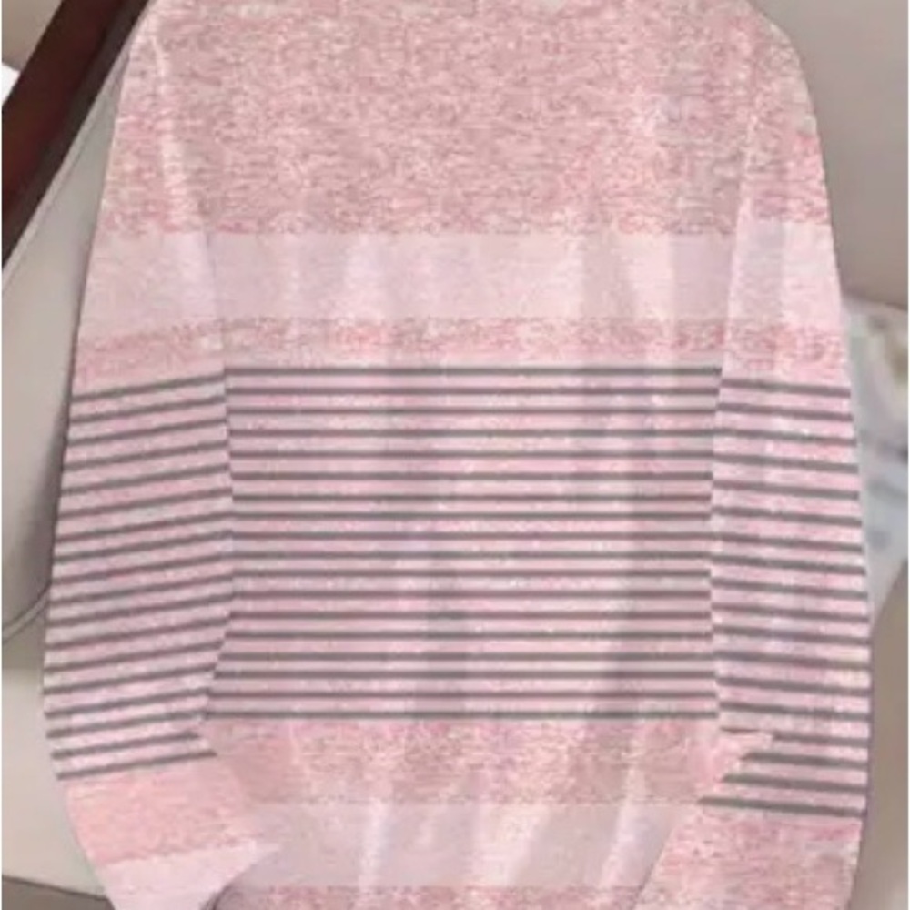 Women's Pink Striped Long Sleeve Crewneck Top - Picture 7 of 9